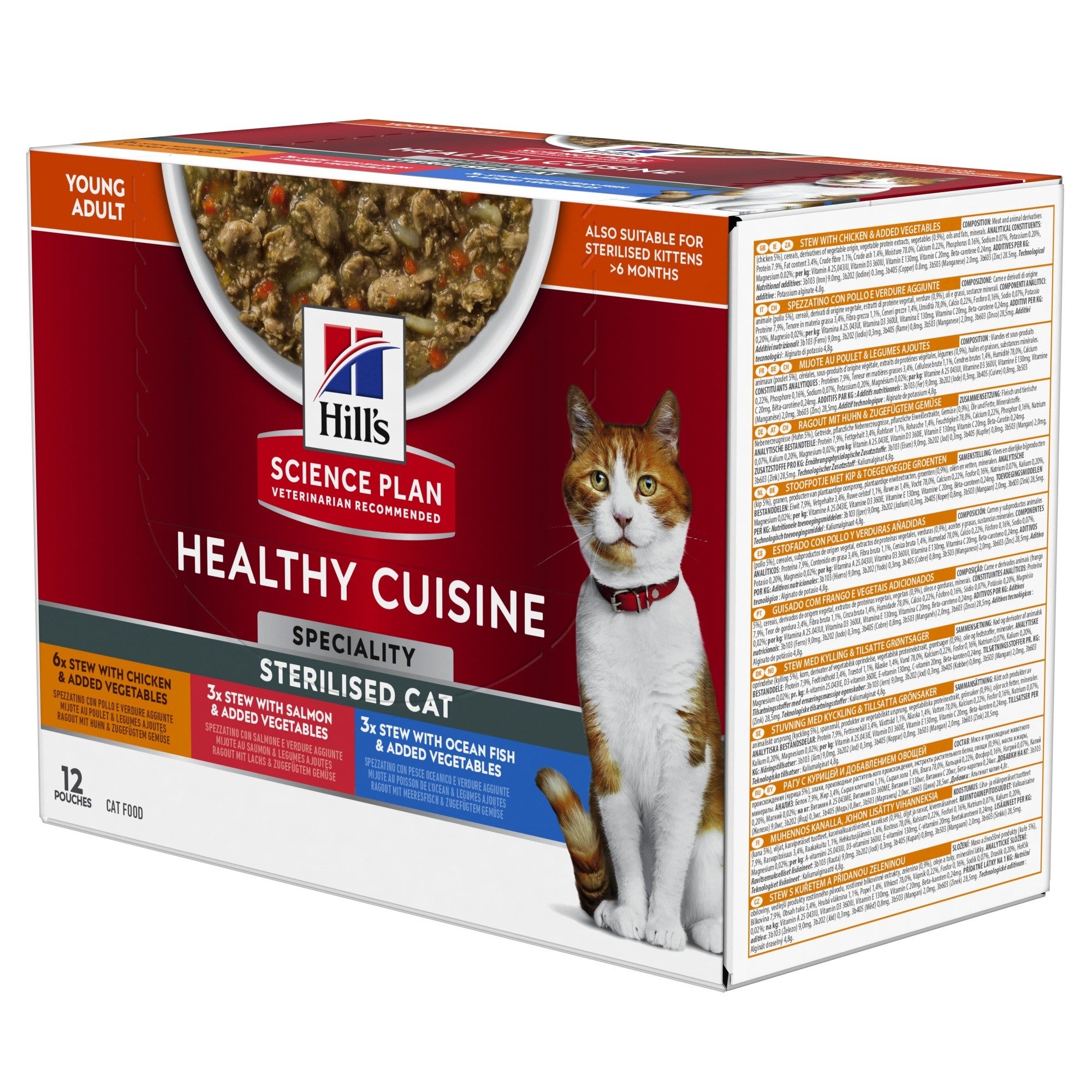 Hill's Science Plan Healthy Cuisine Sterilised Adult Cat Stew with Chicken Salmon Ocean Fish Vegetables