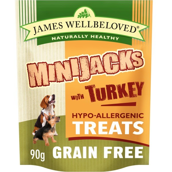 James Wellbeloved Grain Free Turkey Minijacks Dog Treats