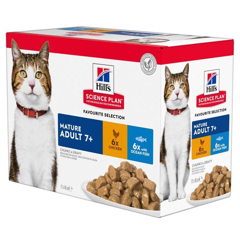 Hill's Science Plan Mature Adult 7+ Chicken and Fish Cat Food in Gravy